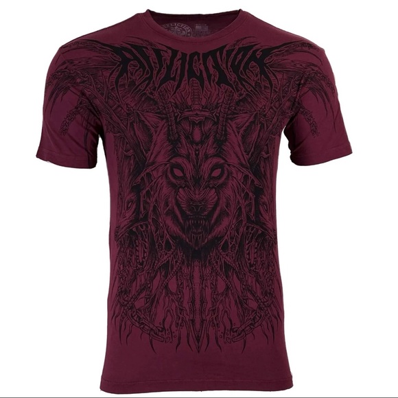 Affliction Men's T-shirt PRIMAL INSTINCT Skull Biker S-3XL NWT - Picture 1 of 9